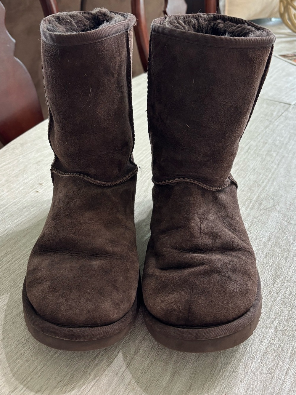 UGG Classic Short Suede Boots in Dark Brown